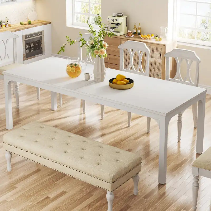 Table à manger rectangulaire pour 6 à 8 personnes, 198 cm de long, idéale pour la cuisine ou le salon.