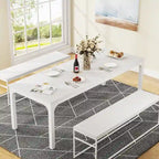 Table à manger rectangulaire pour 6 à 8 personnes, 198 cm de long, idéale pour la cuisine ou le salon.