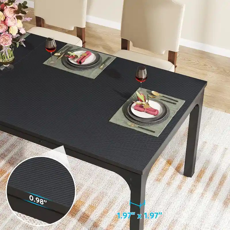 Table à manger rectangulaire pour 6 à 8 personnes, 198 cm de long, idéale pour la cuisine ou le salon.