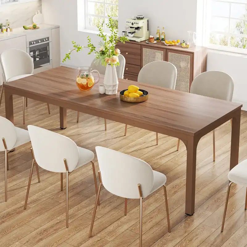 Table à manger rectangulaire pour 6 à 8 personnes, 198 cm de long, idéale pour la cuisine ou le salon.