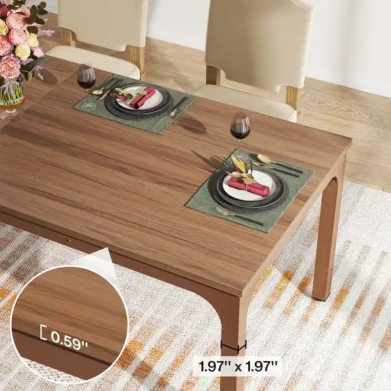Table à manger rectangulaire pour 6 à 8 personnes, 198 cm de long, idéale pour la cuisine ou le salon.