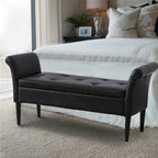 Banc coffre ottoman avec accoudoirs, capitonné et rembourré, idéal pour une chambre ou une entrée. Repose-pieds avec grand espace de rangement.