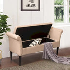 Banc coffre ottoman avec accoudoirs, capitonné et rembourré, idéal pour une chambre ou une entrée. Repose-pieds avec grand espace de rangement.