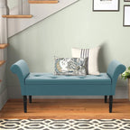 Banc coffre ottoman avec accoudoirs, capitonné et rembourré, idéal pour une chambre ou une entrée. Repose-pieds avec grand espace de rangement.