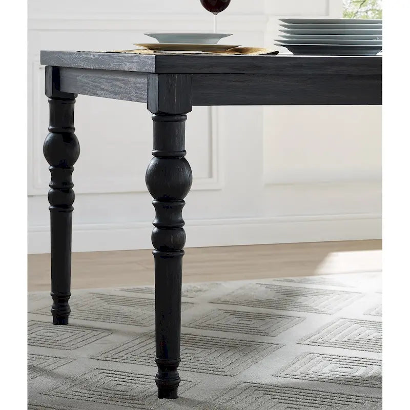 Ensemble de salle à manger 7 pièces Roundhill Furniture Leviton en bois foncé avec pieds tournés