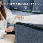 Canapé d'angle en U EROMMY 6 places, convertible en lit réversible, design chenille moderne, avec méridienne et pouf.