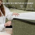 Canapé d'angle en U EROMMY 6 places, convertible en lit réversible, design chenille moderne, avec méridienne et pouf.