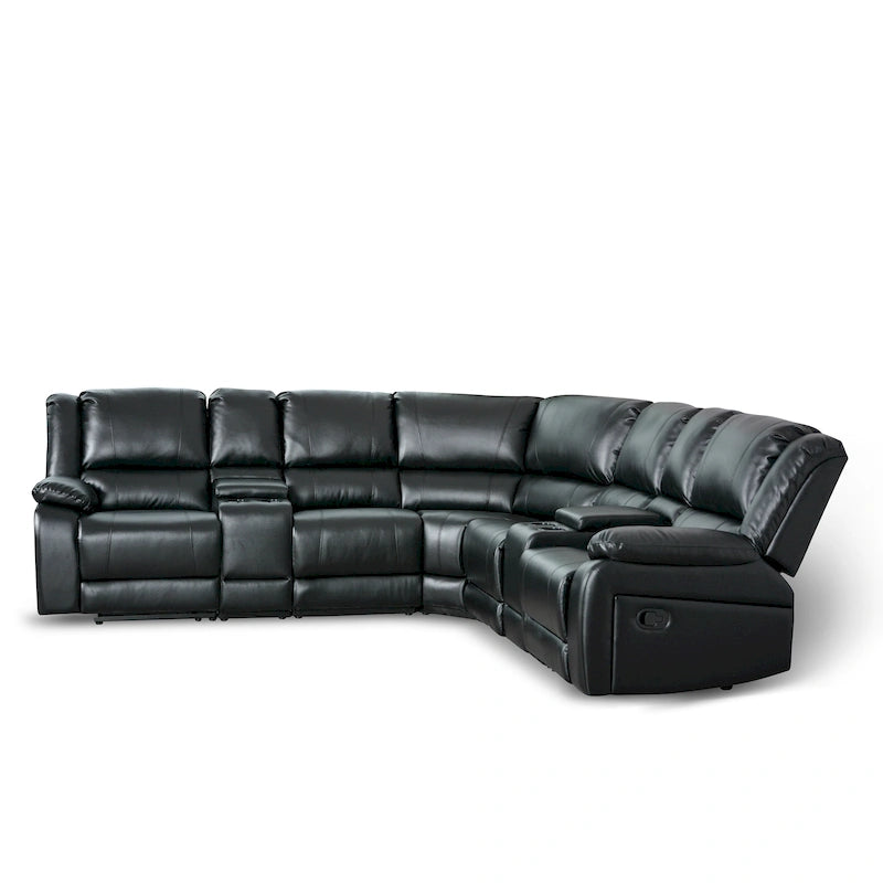 Canapé d'angle inclinable 7 pièces en similicuir moderne et contemporain de 108 pouces de large