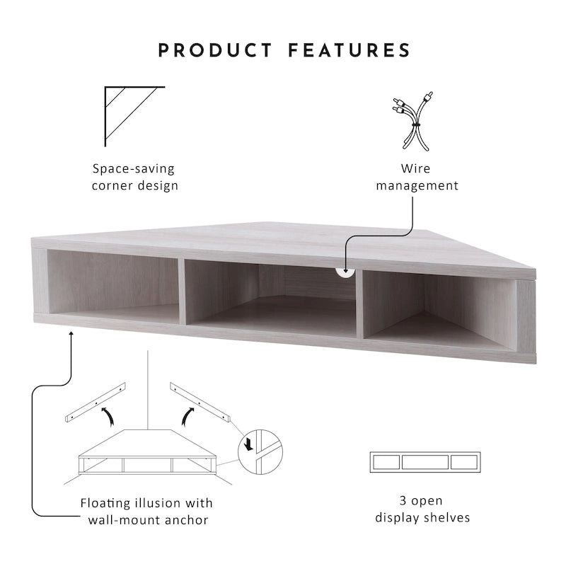 Meuble TV d'angle flottant DH BASIC Transitional 47 pouces à 3 étagères par Denhour