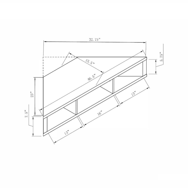 Meuble TV d'angle flottant DH BASIC Transitional 47 pouces à 3 étagères par Denhour