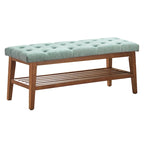 Banc à chaussures d'entrée avec rangement, revêtement en tissu et bois massif, 109 cm (43 pouces), banquette rembourrée pour salon et chambres