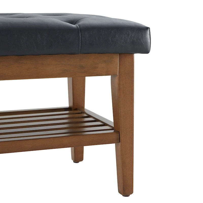 Banc à chaussures d'entrée avec rangement, revêtement en tissu et bois massif, 109 cm (43 pouces), banquette rembourrée pour salon et chambres