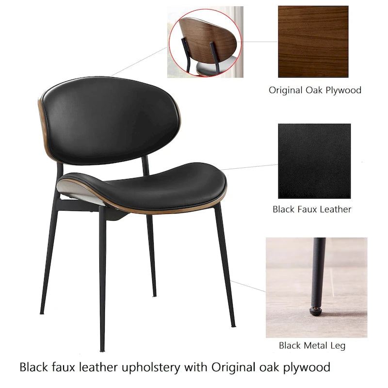 Chaises de salle à manger Art Leon style moderne du milieu du siècle (lot de 2)