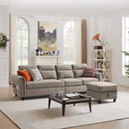 Canapé d'angle réversible 4 places en forme de L avec sacs de rangement latéraux (106,69 €)