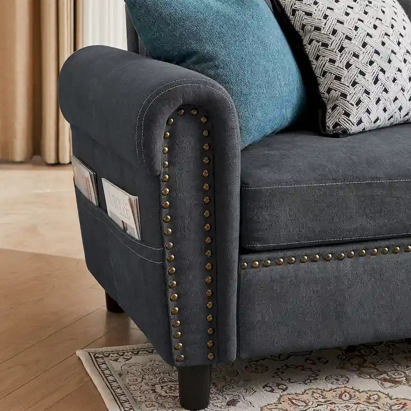 Canapé d'angle réversible 4 places en forme de L avec sacs de rangement latéraux (106,69 €)