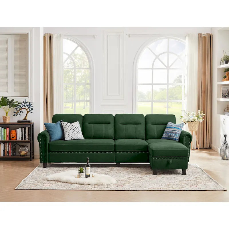 Canapé d'angle réversible 4 places en forme de L avec sacs de rangement latéraux (106,69 €)