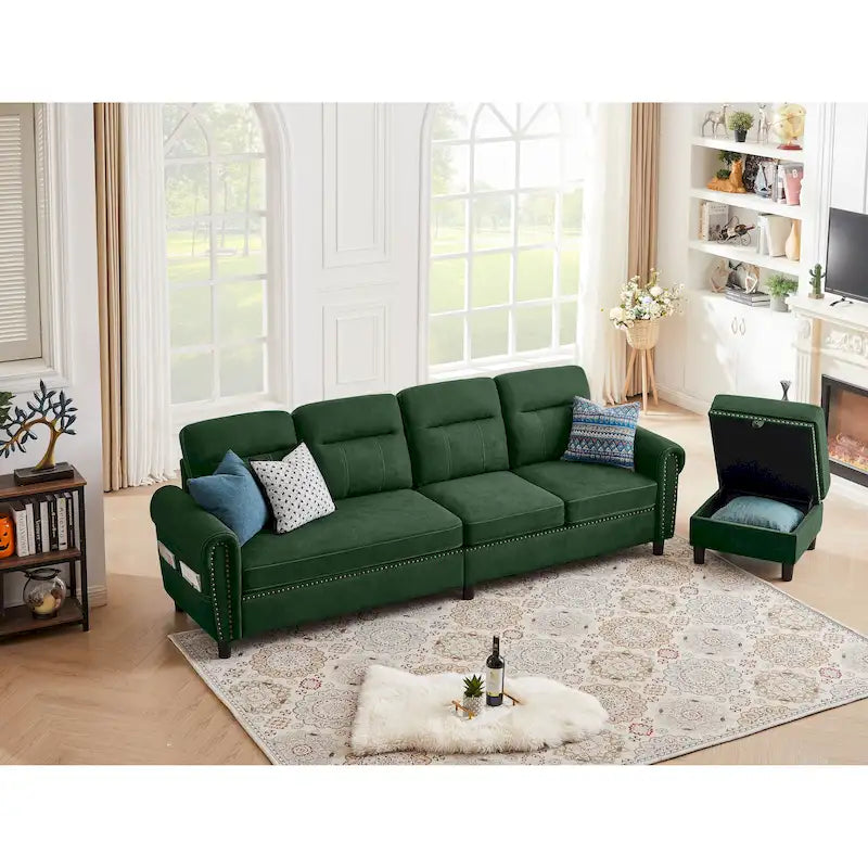 Canapé d'angle réversible 4 places en forme de L avec sacs de rangement latéraux (106,69 €)