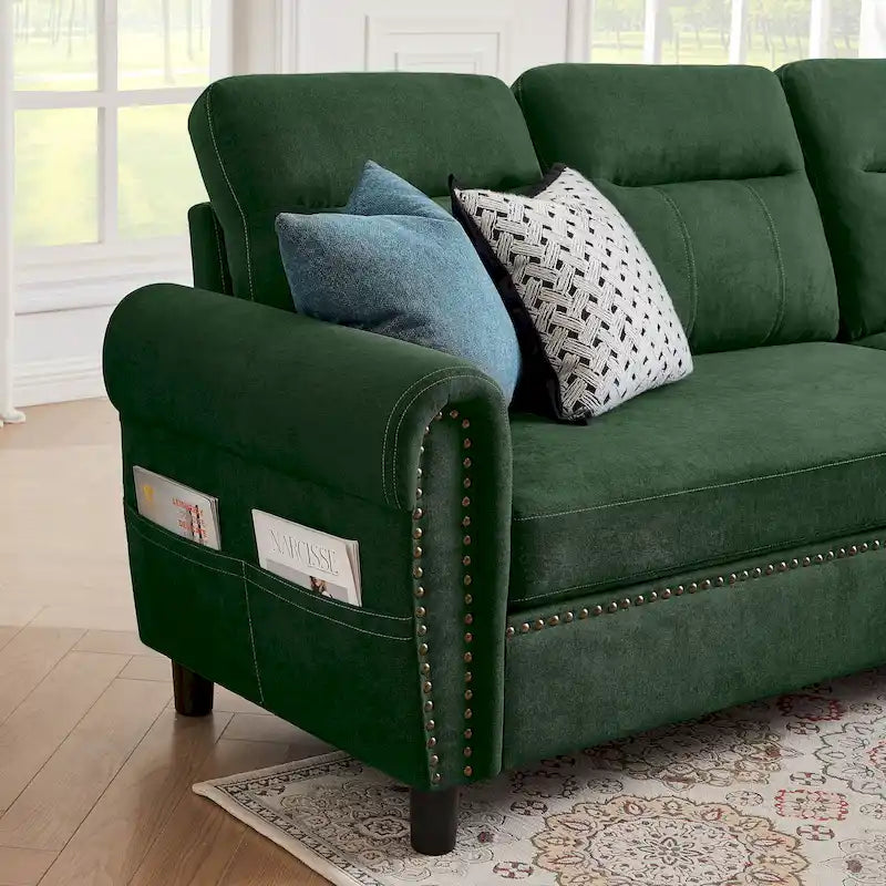 Canapé d'angle réversible 4 places en forme de L avec sacs de rangement latéraux (106,69 €)