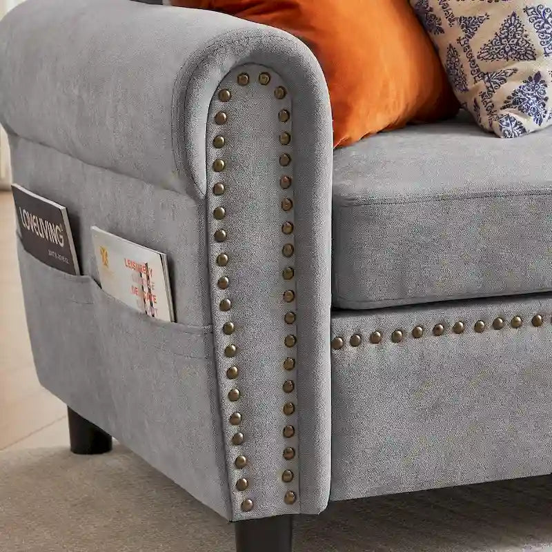 Canapé d'angle réversible 4 places en forme de L avec sacs de rangement latéraux (106,69 €)