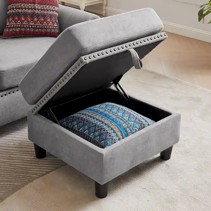 Canapé d'angle réversible 4 places en forme de L avec sacs de rangement latéraux (106,69 €)