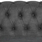 Canapé d'angle Chesterfield avec pouf et 6 coussins, en lin, en forme de U, avec méridienne et pieds en hévéa, idéal pour le salon.