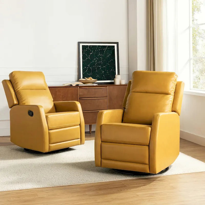 Ensemble de 2 fauteuils inclinables pivotants à bascule manuels Esteban Modern en similicuir avec dossier à oreilles