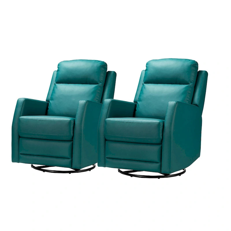 Ensemble de 2 fauteuils inclinables pivotants à bascule manuels Esteban Modern en similicuir avec dossier à oreilles