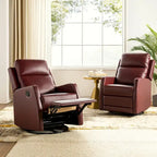 Ensemble de 2 fauteuils inclinables pivotants à bascule manuels Esteban Modern en similicuir avec dossier à oreilles
