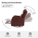 Ensemble de 2 fauteuils inclinables pivotants à bascule manuels Esteban Modern en similicuir avec dossier à oreilles