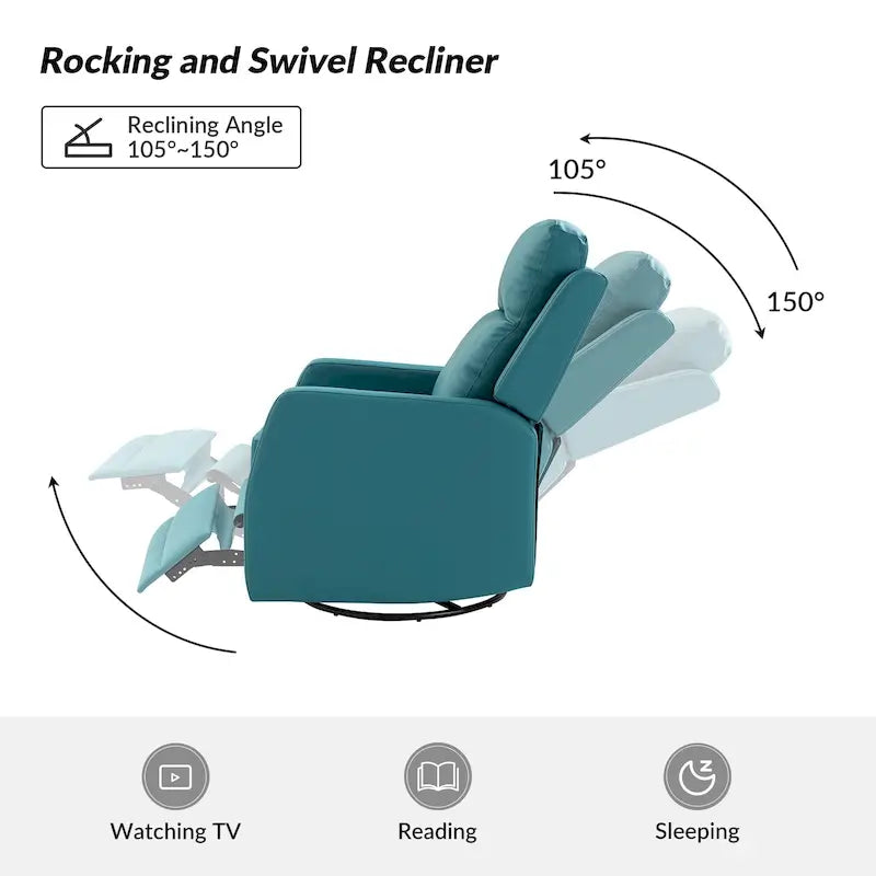 Ensemble de 2 fauteuils inclinables pivotants à bascule manuels Esteban Modern en similicuir avec dossier à oreilles