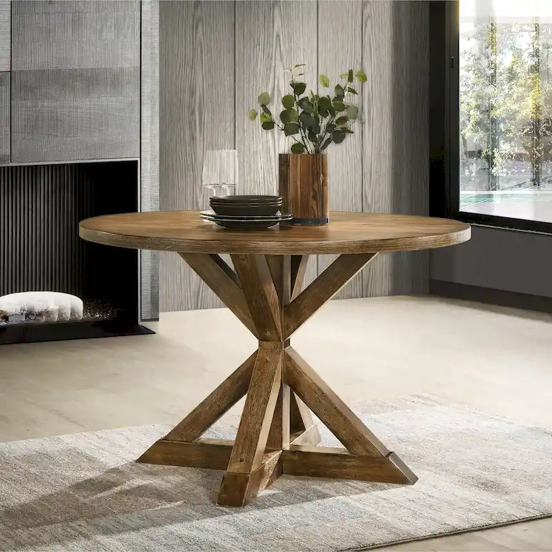 Ensemble de salle à manger en bois à dossier croisé 5 pièces Roundhill Furniture Windvale
