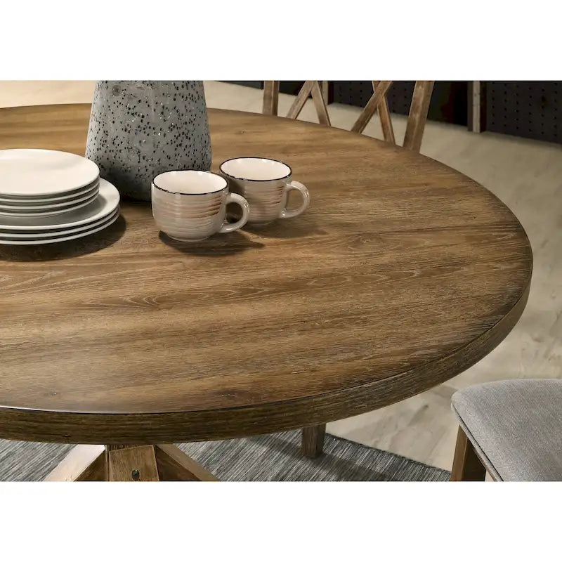 Ensemble de salle à manger en bois à dossier croisé 5 pièces Roundhill Furniture Windvale