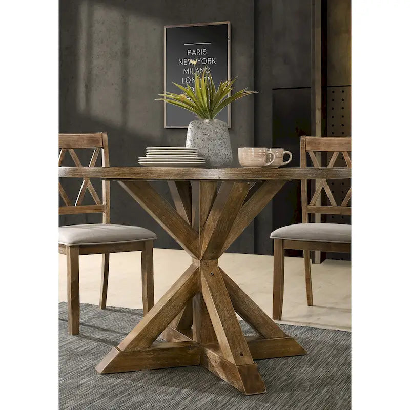 Ensemble de salle à manger en bois à dossier croisé 5 pièces Roundhill Furniture Windvale