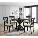 Ensemble de salle à manger en bois à dossier croisé 5 pièces Roundhill Furniture Windvale