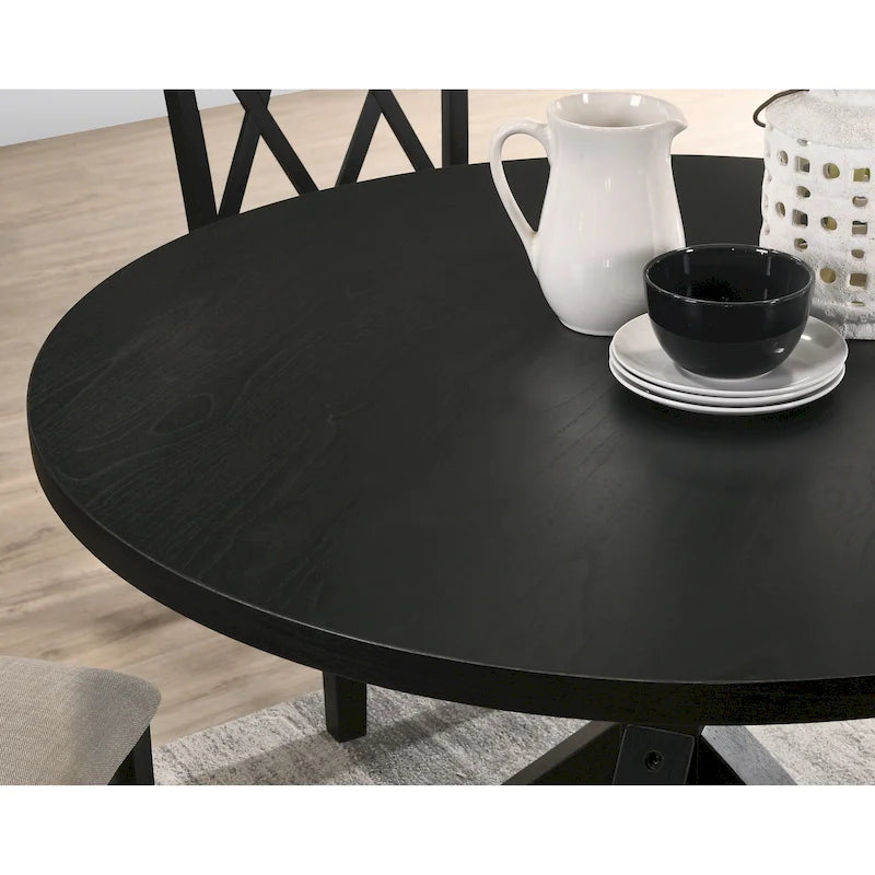 Ensemble de salle à manger en bois à dossier croisé 5 pièces Roundhill Furniture Windvale