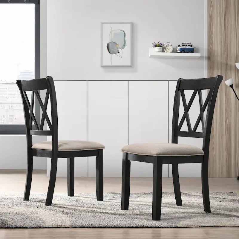 Ensemble de salle à manger en bois à dossier croisé 5 pièces Roundhill Furniture Windvale