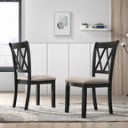 Ensemble de salle à manger en bois à dossier croisé 5 pièces Roundhill Furniture Windvale