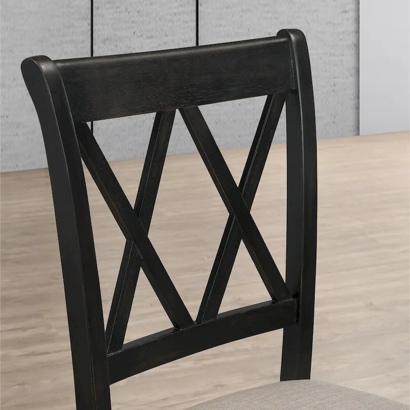 Ensemble de salle à manger en bois à dossier croisé 5 pièces Roundhill Furniture Windvale