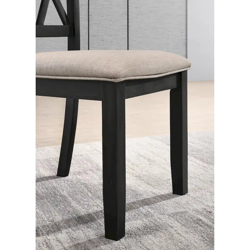 Ensemble de salle à manger en bois à dossier croisé 5 pièces Roundhill Furniture Windvale