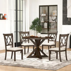 Ensemble de salle à manger en bois à dossier croisé 5 pièces Roundhill Furniture Windvale