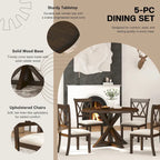 Ensemble de salle à manger en bois à dossier croisé 5 pièces Roundhill Furniture Windvale