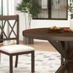 Ensemble de salle à manger en bois à dossier croisé 5 pièces Roundhill Furniture Windvale