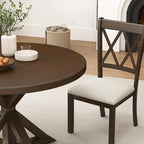 Ensemble de salle à manger en bois à dossier croisé 5 pièces Roundhill Furniture Windvale