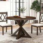 Ensemble de salle à manger en bois à dossier croisé 5 pièces Roundhill Furniture Windvale