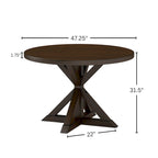 Ensemble de salle à manger en bois à dossier croisé 5 pièces Roundhill Furniture Windvale