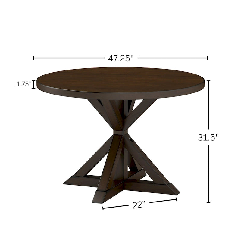 Ensemble de salle à manger en bois à dossier croisé 5 pièces Roundhill Furniture Windvale