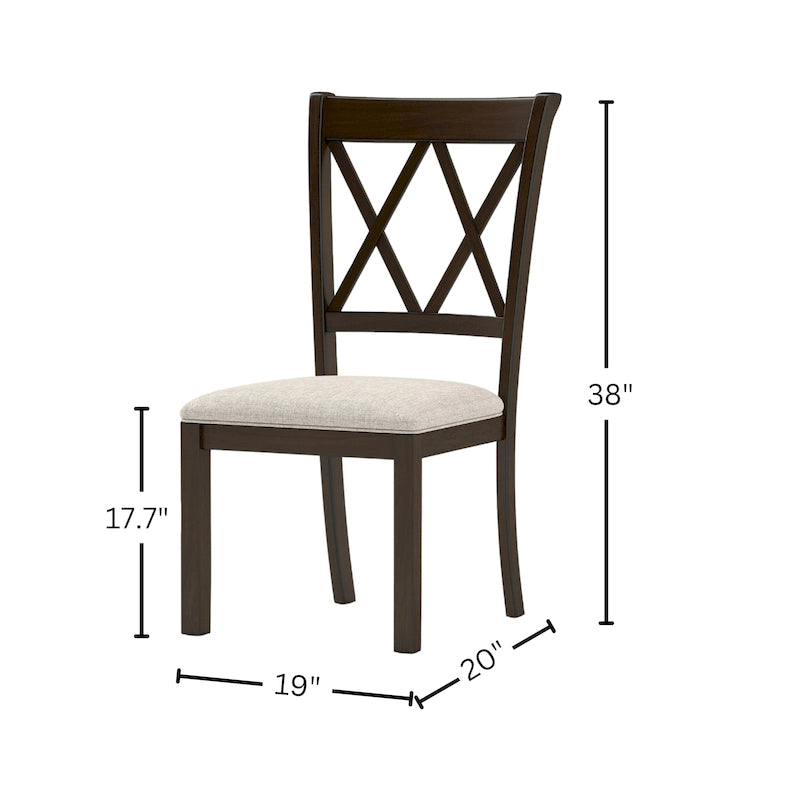 Ensemble de salle à manger en bois à dossier croisé 5 pièces Roundhill Furniture Windvale