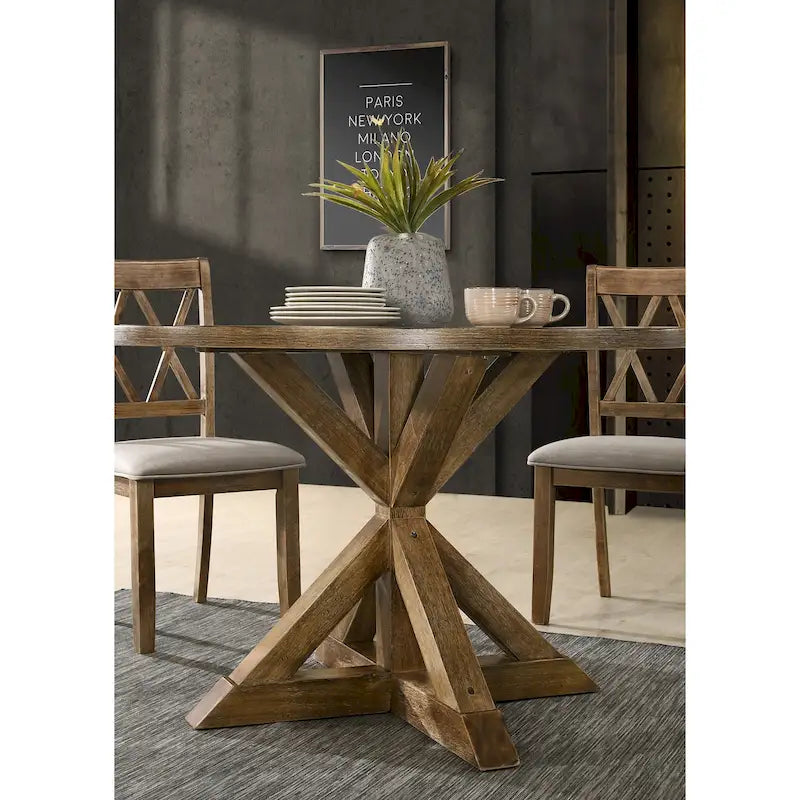 Ensemble de salle à manger en bois à dossier croisé 5 pièces Roundhill Furniture Windvale