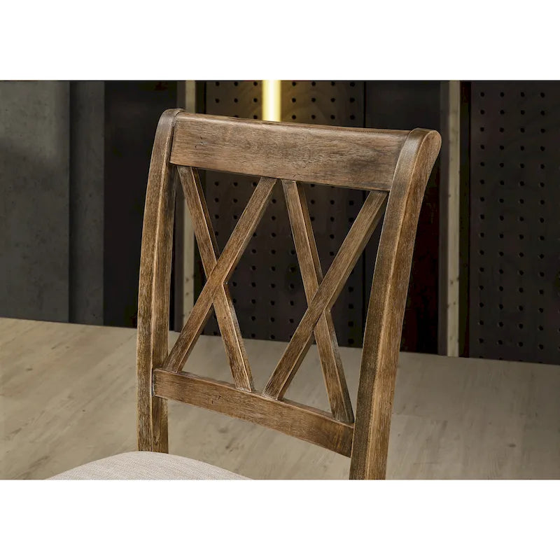 Ensemble de salle à manger en bois à dossier croisé 5 pièces Roundhill Furniture Windvale