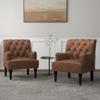 Fauteuils d'appoint capitonnés en similicuir végan avec garniture cloutée